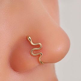 Xmsrn Vintage Snake Nose Ring Punk Snake Nose Cuff Gothic Snake Copper African Nose Ring Gold Fake Non Pierced Nose Ring Jewelry for Women and Girls