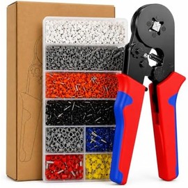 Kit Pinza Crimpadora 1800 Terminales Profesional Hsc8 6-4a Con Ferrules Punteras Tubulares Para Cables Electricos Crimpado Hexagonal Electricista