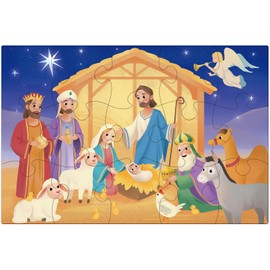 MoinKidz Bible Themed 4-in-1 Wooden Jigsaw Puzzles in Box, 15 Piece Each, Christian Religious Nativity Toys for Kids, Easter Christmas Puzzle for Kids (New Testament)