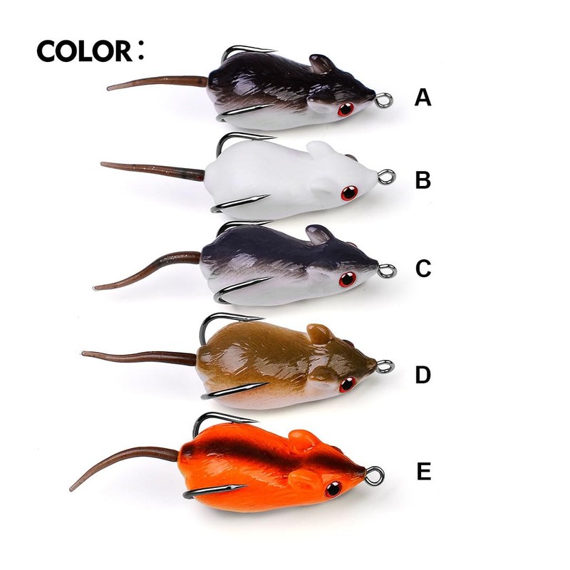 Cuoyuqie 5pcs Lifelike Rat Lure Mouse Sinking Fishing Lure Bass