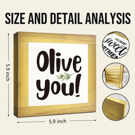Olive You Signs, Home Kitchen Decor, Box Sign Wood Desk Sign Decors, Cute Kitchen Decor for Shelf, Olive Branch Sign, Farmhouse Decors, Home Bar Decor A