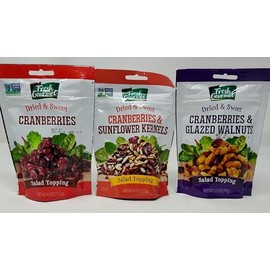 Generic Fresh Gourmet Dried & Sweet Cranberry Salad Toppings Variety 3pk (Dreied & Sweet Cranberries, Dried & Sweet Cranberries & Sunflower Kernels, and Dried & Sweet Cranberries & Glazed Walnuts)