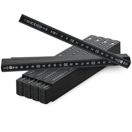 com-four® 5 x Plastic Folding Ruler - 2 Metre Folding Rule with 10 Links - Metric in Black (Pack of 5 - 2 Metres - Black)