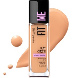 Maybelline Base de Maquillaje Fit Me Dewy + Smooth, 310 Sun Beige, 30 ml, concentrado hidrasuavizante que humecta y suaviza las áreas más resecas para