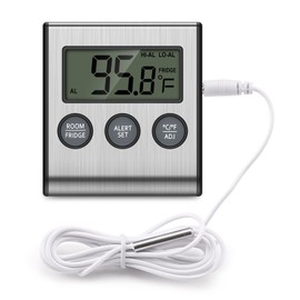 ORIA Refrigerator Freezer Digital Thermometer with Waterproof Sensor, Water Thermometer, Aquarium, Refrigerator, Freezer, Maximum Lowest Temperature Humidity/Temperature Alarm