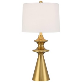 360 Lighting Farah 28 3/4" Tall Turned Cone Modern End Table Lamp Gold Finish Metal Single Fabric White Shade Living Room Bedroom Bedside Nightstand House Office Home Reading Kitchen Entryway