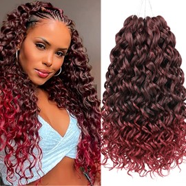 Mscat 14 Inch 8 Packs GoGo Curl Crochet Hair Curly Crochet Hair Beach Curl Water Wave Deep Twist Crochet Braids Synthetic Braiding Hair Extensions for Women TBUG#