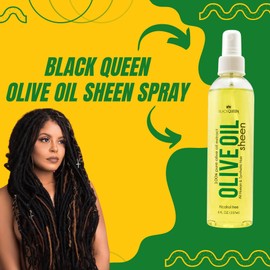 Black Queen Olive Oil Sheen Spray for Locs, Dreadlocks, Twists, Braids, Cornrows, 4C Hair - Moisturizing, Refreshing - 2 oz- Made in the USA (Pack of 3)