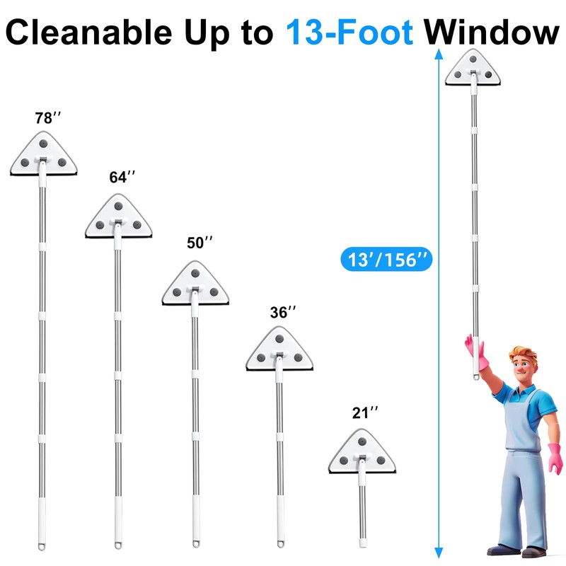 CTIME 78'' 3 in1 Professional Window Squeegee & Wall Mop