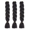 Synthetic Hair for Braiding, 3 Packs Black 30 Inch Easy