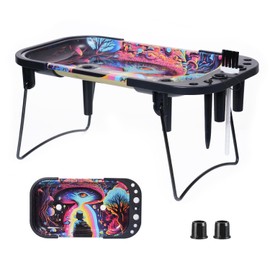 Decorative Tray Metal Tray Set Includes Foldable Stand and Accessories,Multi-Functional Large Tray with Cool Pattern,11.9"x6.5"