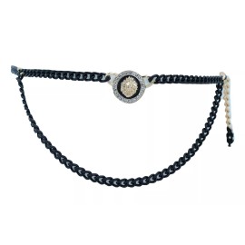 Unbranded Women Prom Dance Celeb Belt Black Gold Metal Chain Bling Lion Charm Size M L XL