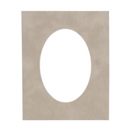 CountryArtHouse Light Grey Suede Acid Free 8x10 Oval Picture Frame Mat with White Core Bevel Cut for 5x7 Pictures - Fits 8x10 Frame - Pack of 1 Matboard Show Kit with Acid Free Backing & Clear Bag