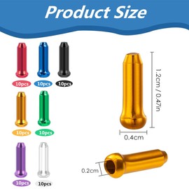 RuiChy 70 Pcs Bike Cable End Caps, Colorful Aluminum Alloy Brake Cable Ends Bike Wire Caps Brake End Cover Cables Tips Crimps for Mountain Bicycle Road Bikes