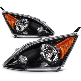 LBRST Headlight Assembly Fit with 2007-2011 for Honda CRV CR-V Chrome Housing Clear Corner Driver and Passenger Side 20681601 HO2503129 20681501 HO2502129