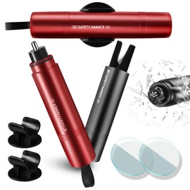 PUWOWYE 2 in 1 Seat Belt Cutter Emergency Hammer, 2 Pieces Safety Hammer with Belt Cutter, Emergency Hammer with Test Glass for Practice, Emergency Hammer Car with Seat Belt Cutter for Car and Buses,