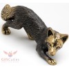 Solid Brass Figurine of Fox crouching hunting IronWork