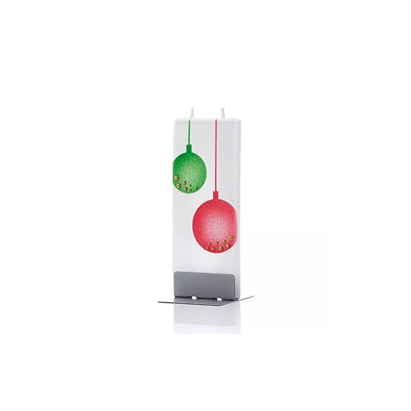 Flatyz - Twin Wick Flat Candle - Christmas Balls,