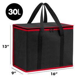 Carrywell (Not Made In China) Insulated Reusable Grocery Bags 2-Pack, Catering and Delivery Bag For Hot and Cold Food, Collapsible Thermal Tote For Doordash