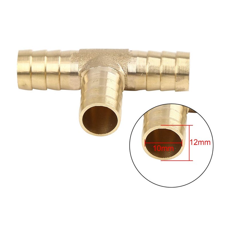 X AUTOHAUX 12mm Hose Barb Brass Joiner Tee 3 Way