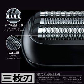 yoose 交換用ヘッド 往復式 電気シェーバーの磁気ヘッド 三枚刃 乾湿両用 合金製 ミニ Black TRIPLEシリーズ