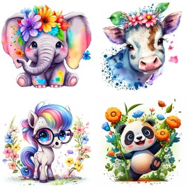 RICUVED 4 Pack Animals Diamond Painting Kits, 5D Cute Animals Diamond Painting Kits for Adults Full Drill Diamond Painting Kits Diamond Art Kits for Beginners Crystal Picture Art for Home 30x30cm