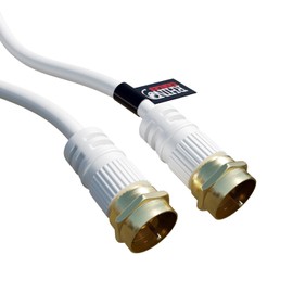 rhinocables - Satellite Shotgun Coaxial Cable | 75 Ohm F Type Connector for Sky Q, Sky HD, Sky+ & Freesat | Reliable TV & Internet Signal | Suitable for Aerial Boosters, White, 50cm