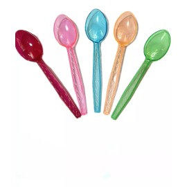 cucharas 100 Cuchara Pastelera Plastico Desechable, Color Neon