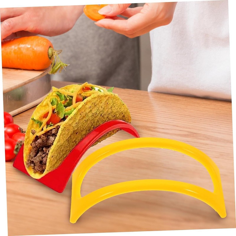 Taco Stand with Bag, 12 Pieces, Colorful Plastic Taco Table
