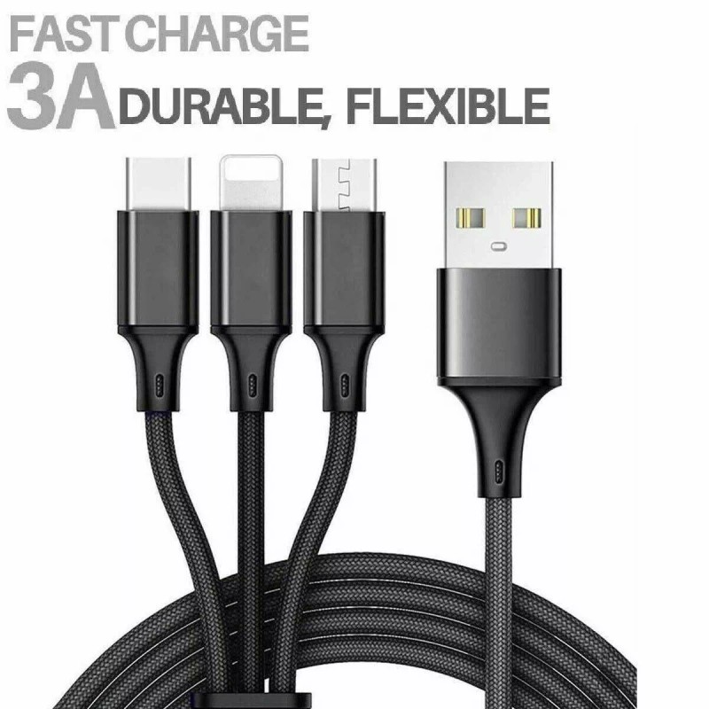 Unbranded 3 in 1 Fast USB Charging Cable Universal Multi