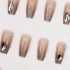 24 Pcs Rude Press on Nails Coffin Long Designs, Diamond