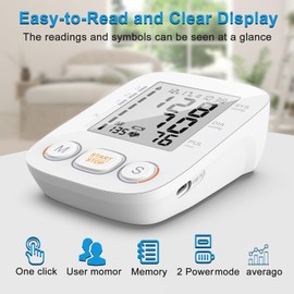 Blood Pressure Monitor for Home Use, Upper Arm Blood Pressure Machine with Large Cuff, Blood Pressure Machine, Adjustable Arm Cuff 8.7"-16.5",Large Display, 2 * 500 Readings Memory