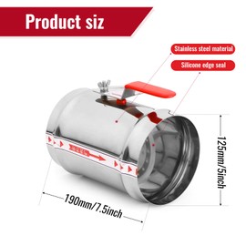ZOWZEA 5" HVAC Duct Manual Volume Backdraft Damper, Stainless Steel Adjustment Handle, Airflow Control Valve for HVAC Ventilation System