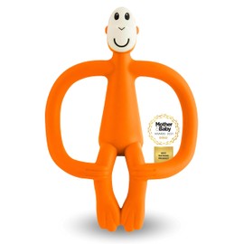 Matchstick Monkey Antimicrobial Teething Ring / Teething Aid / Gel Applicator for Sore Gums / BPA-Free / Easy to Grip / from 3 Months / Monkey Original Orange