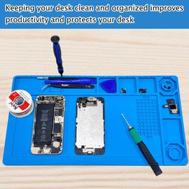 Kaisi KS-503 Soldering Mat,15 x 8.26 Inch Heat Resistant,Silicone Work Mat,Magnetic Solder Mats for Soldering, Electronics, Computer Cellphone Repair, Soldering Gun Iron Workbench Protection