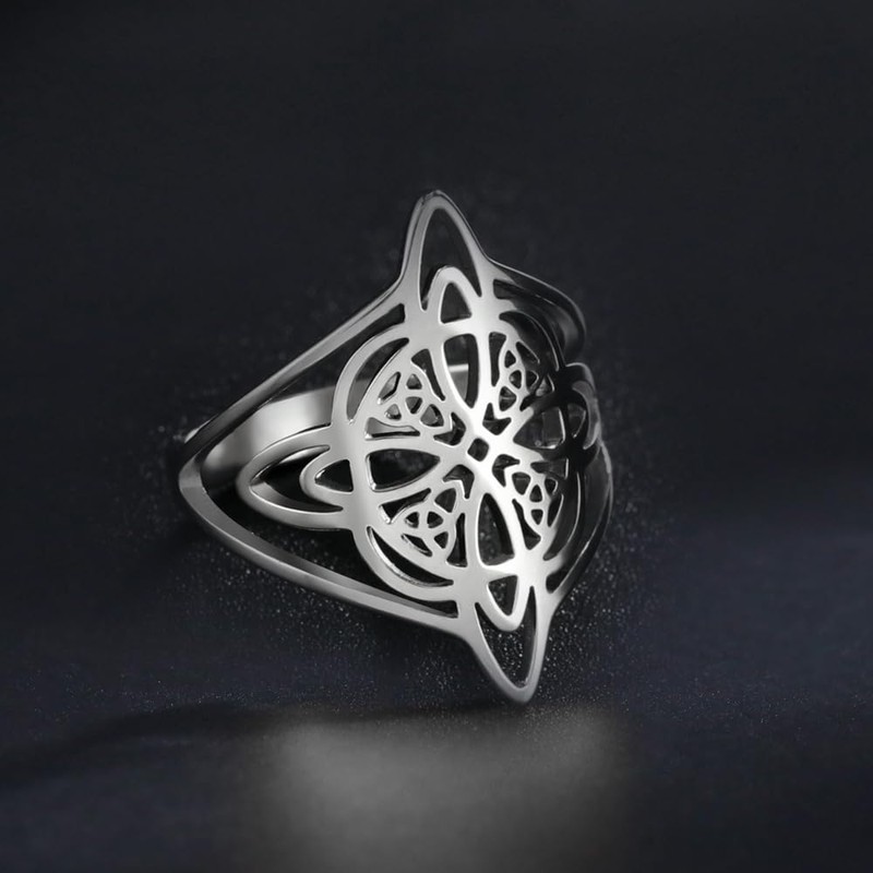 YILUOCD Witches Knot Ring for Women Stainless Steel Witchcraft Celtic