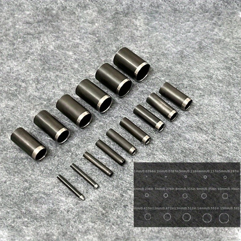 15-Size Round Hollow Punch Set for Leather Craft, Belts and