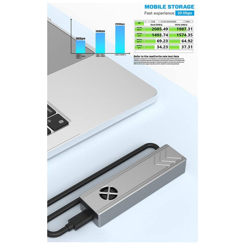 Snblzhef M.2 Solid State Drive Enclosure Dual Protocol External Reading