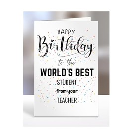 STUDENT birthday card from TEACHER, gifts for men, women, greetings card, happy birthday presents for, A5-84b_164