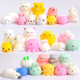 Generic 6 Pack Glitter and Glow in The Dark Mochi Kawaii Squshies for Kids, Class Treats, Great for Birthday Parties, Stress Reliever