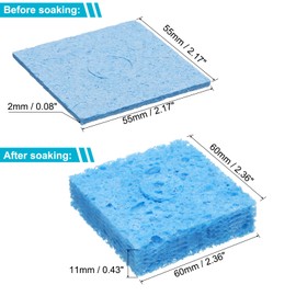 sourcing map Soldering Sponge 2.17" x 2.17" Square Sponge Replacement Welding Soldering Iron Tip Cleaning Pads Soldering Iron Special High Temperature Sponge Blue 30pcs