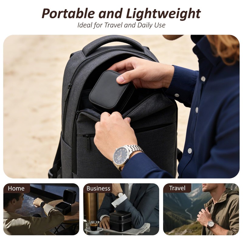 Yaliang Single Watch Box, Compact PU Leather Protective Box with