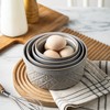 MISSYSSIM Ceramic Mixing Bowls with Lids Set of 4, Embossed