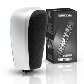 SHIFTIN Leather Wood Gear Shift Knob Stick Shifter for Toyota Land Cruiser Prado FJ-150 (Black Leather/Gray Silver)