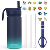 Gonfoam Botella de agua para niños con pajita y calcomanías,