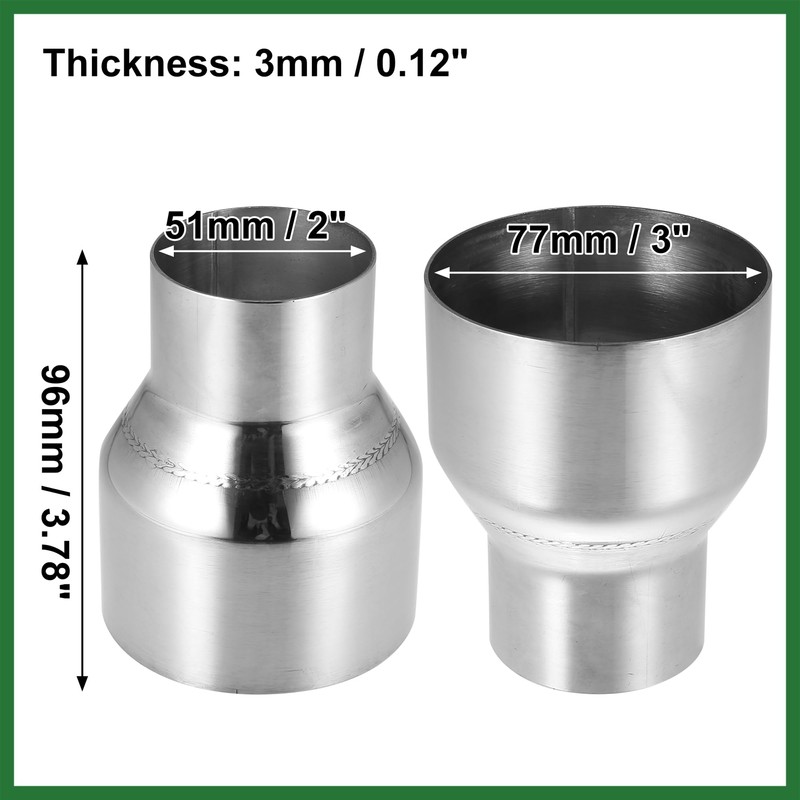 Motoforti 2" ID to 3" ID Stainless Steel Exhaust Pipe