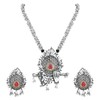 I Jewels Ethnic Stylish Silver Oxidised Krishna Murli and Feather Long Necklace With Earring Jewellery Set for Women And Girls
