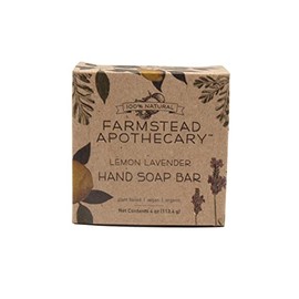 Farmstead Apothecary 100% Plant Based Hand Soap with Organic Coconut Oil & Organic Vitamin E Oil (Lemon Lavender Plastic Free Bar, 1 pack)