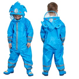 JinBei Mud Suits Girls Boys Raincoat Children's Rain Suit for One Child Rain Jacket with Hood Lined Bag Set Rain Overall Waterproof Breathable Mud Suits Unisex 3-10 Years, blue