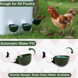 8-Pack Automatic Chicken Waterer Cups - No Waste Poultry Watering Solution for Chicken, Duck, Goose, Turkey with Easy Mounting System